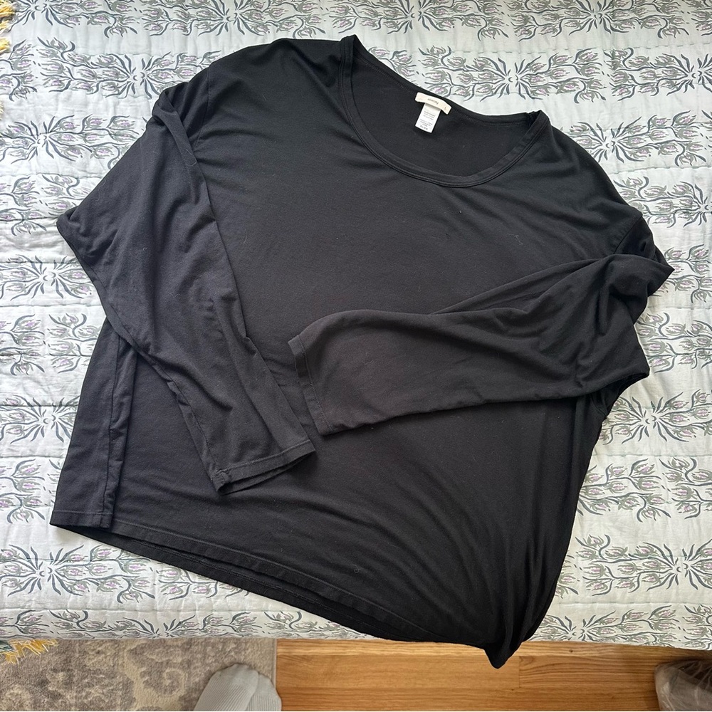 Eberjey Black Long Sleeve Tee Gisele TENCEL™ Modal Everyday Long Sleeve